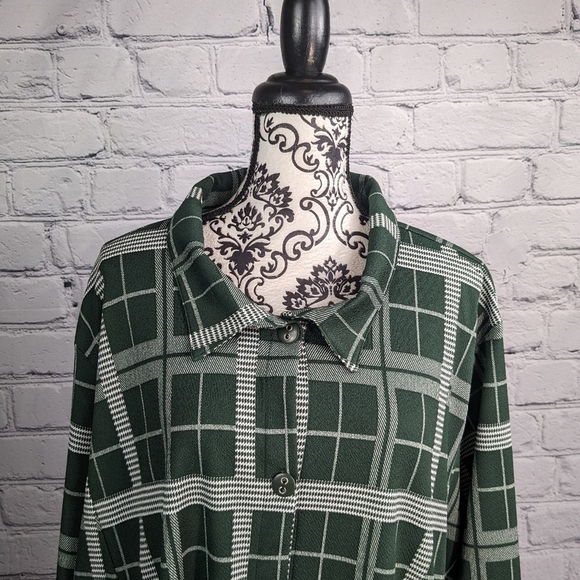 Attitudes womens long sleeve stretch check print button shirt pockets sz 4x bb20 - Picture 2 of 11